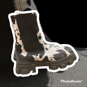 Platform cow print boots